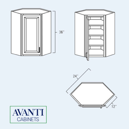 24x36x12 shaker diagonal corner wall cabinet